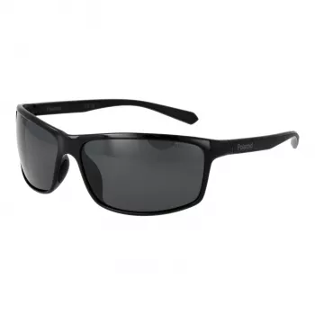 Polaroid PLD7036S63807 unisex ορθογώνια γυαλιά ηλίου - μαύρος σκελετός γκρι φακοί