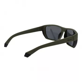 POLAROID PLD7057S60DLD Ανδρικό Ορθογώνια Γυαλιά Ηλίου - Σκούρος Γκρι Σκελετός, Γκρι Πολωμένοι Φακοί