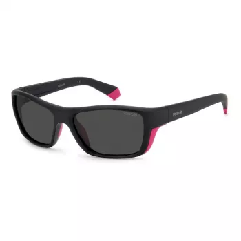 POLAROID SPORT MAN γυαλιά ηλίου PLD7046S3MR ορθογώνια sport wrap μαύρος σκελετός γκρι πολωτικοί φακοί 57-17-135 mm