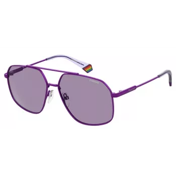 POLAROID Unisex PLD6173SB3V Ορθογώνια γυαλιά ηλίου - Μαύρος σκελετός, γκρι φακοί