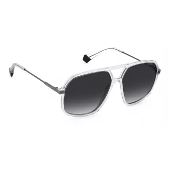 POLAROID unisex PLD6182S900WJ ορθογώνιο πολωμένο γυαλί ηλίου - μαύρο σκελετό γκρι φακοί 59mm