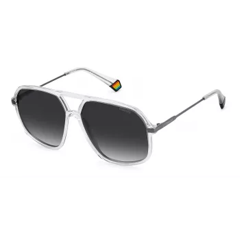 POLAROID unisex PLD6182S900WJ ορθογώνιο πολωμένο γυαλί ηλίου - μαύρο σκελετό γκρι φακοί 59mm