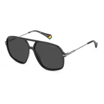 POLAROID unisex PLD6182SKB7M9 ορθογώνια γυαλιά ηλίου μαύρο/γκρι 59mm