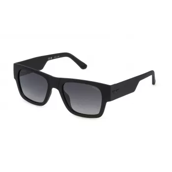 POLICE ανδρικό ορθογώνιο polarized γυαλί ηλίου SPLP23-54U28P, μαύρος σκελετός, γκρι φακοί, 54mm