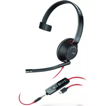 Poly Blackwire C5210 USB-C - Σειρά 5200 - Ενσύρματο Μονοφωνικό Ακουστικό On-Ear με Μικρόφωνο Boom, Ακύρωση Θορύβου, Χειριστήρια στο Καλώδιο, Μαύρο