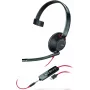 Poly Blackwire C5210 USB-C - Σειρά 5200 - Ενσύρματο Μονοφωνικό Ακουστικό On-Ear με Μικρόφωνο Boom, Ακύρωση Θορύβου, Χειριστήρια στο Καλώδιο, Μαύρο