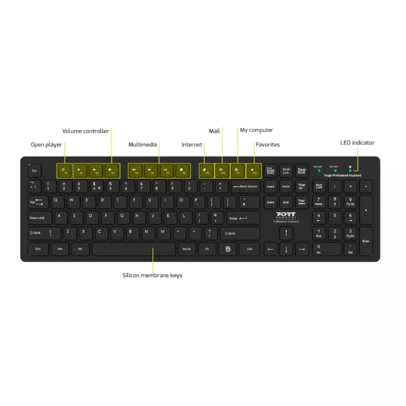 Port Connect Tough Office Πληκτρολόγιο USB - μαύρο