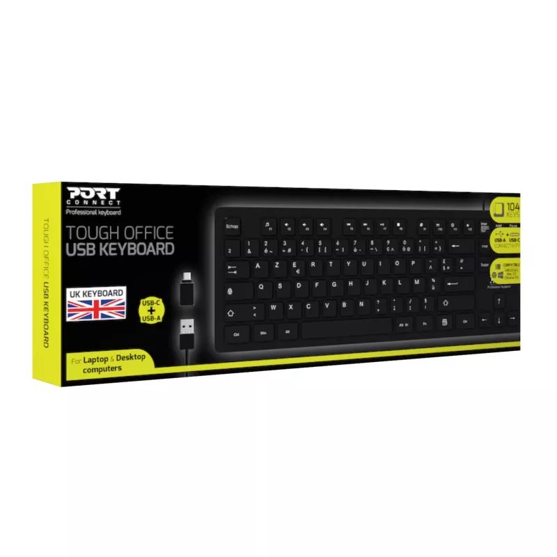 Port Connect Tough Office Πληκτρολόγιο USB - μαύρο