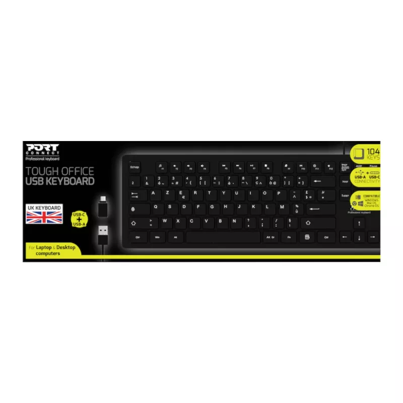 Port Connect Tough Office Πληκτρολόγιο USB - μαύρο