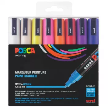 POSCA PC-5M Σετ Μαρκαδόρων με Στρογγυλή Μύτη, Διάφορα Χρώματα, 16 Τεμάχια