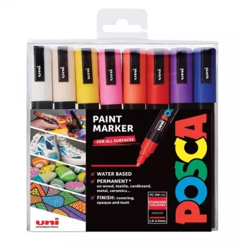 POSCA PC-5M Σετ Μαρκαδόρων με Στρογγυλή Μύτη, Διάφορα Χρώματα, 16 Τεμάχια