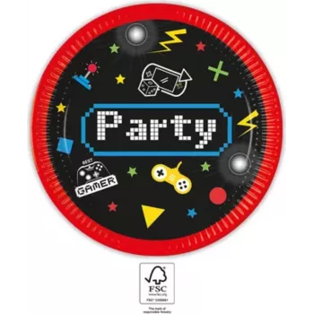 PROCOS Gaming Party χάρτινα πιάτα 23cm συσκευασία 8 τεμ. (93769)