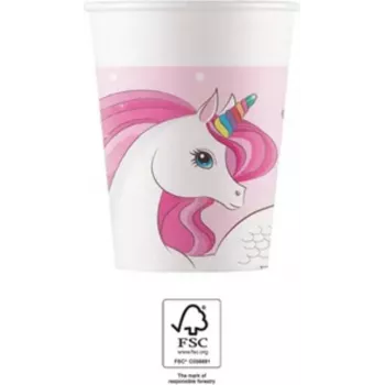 Procos Einhorn Regenbogen χάρτινα ποτήρια 200ml συσκευασία 8 τεμ. 93759