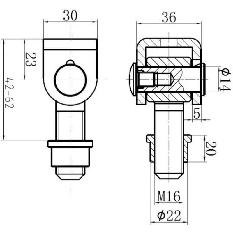 PSG 61.001.01 Λωρίδα συγκόλλησης M16 σπείρωμα γαλβανισμένο μάτι