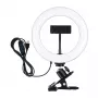 PULUZ PKT3120B 20 cm επαγγελματικό ring light για vlogging, live-streaming & make-up – 80 LEDs, 10W, 3000K-6500K, 10 βαθμίδες dimmable, με κλιπ οθόνης & βάση κινητού – μαύρο