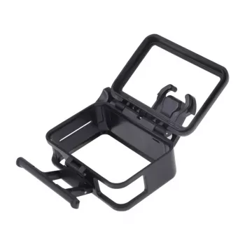 Puluz προστατευτική θήκη για DJI Osmo Action - μαύρο πλαίσιο PC με βάση υποδοχής ψυχρής συσκευής, κλείστρο ταχείας απελευθέρωσης