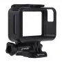 Puluz προστατευτική θήκη για DJI Osmo Action - μαύρο πλαίσιο PC με βάση υποδοχής ψυχρής συσκευής, κλείστρο ταχείας απελευθέρωσης