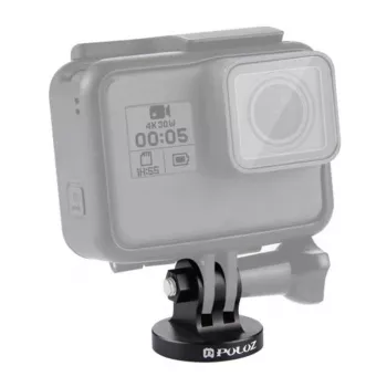 PULUZ PU145B Προσαρμογέας Βάσης Action Camera Κράμα Αλουμινίου CNC με Σπείρωμα Τριπόδου 1/4 inch, Μαύρο