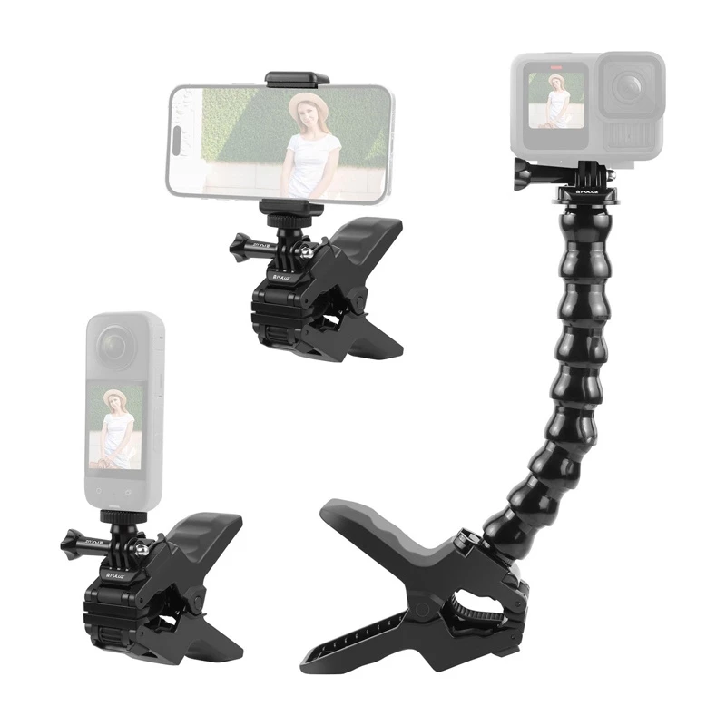 PULUZ PU740B Ρυθμιζόμενη Βάση για Action Cameras με Κλιπ