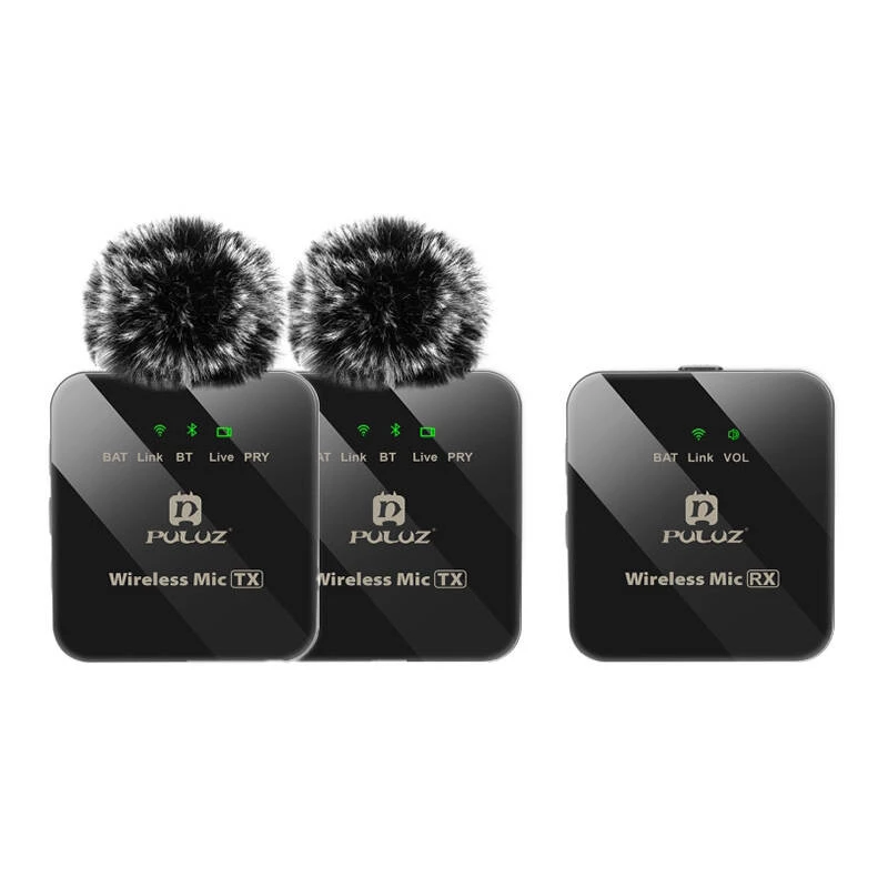 PULUZ Ασύρματο μικρόφωνο Lavalier 2 TX + 1 RX
