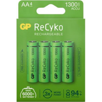 GP ReCyko AA NiMH μπαταρίες, 1300 mAh, 1,2 V, συσκευασία 4 τεμ.