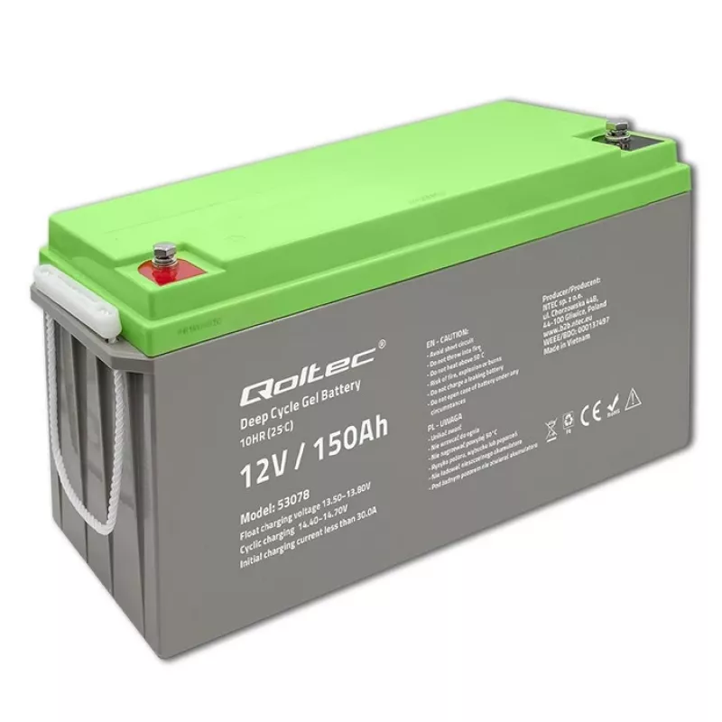 Qoltec Deep Cycle μπαταρία gel 12V 150Ah 44,5kg