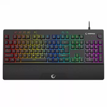 Rampage Simula RGB Macro KB-GX65 ενσύρματο μεμβρανικό gaming πληκτρολόγιο με στηρίγμα παλάμης, μαύρο