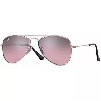Ray-Ban Junior RJ9506S2117E5 παιδικό γυαλιά ηλίου, ορθογώνια, διαφανές ροζ σκελετός, ανοιχτό καφέ διαβαθμισμένοι ροζ φακοί, 52/14/125 mm
