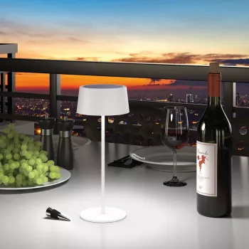 RealPower LED Φωτιστικό Τραπεζιού Solar με ρύθμιση έντασης και μπαταρία, Λευκό