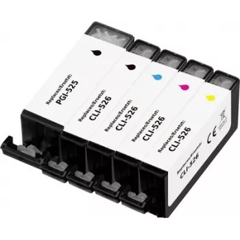 Renkforce Συμβατό σετ μελανοδοχείων για Canon PGI-525PGBK, CLI-526BK, CLI-526C, CLI-526M, CLI-526Y (μαύρο πιγμέντου, μαύρο βαφής, κυανό, ματζέντα, κίτρινο, συσκευασία 5 τεμ.) RF-7064560