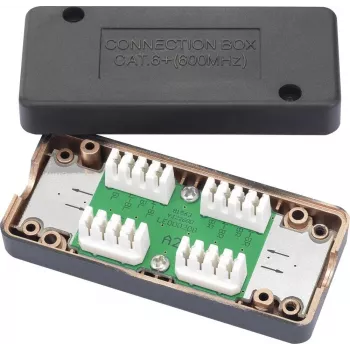 renkforce Κουτί σύνδεσης για καλώδια δικτύου CAT 6A, θωρακισμένο κουτί διακλάδωσης, ακροδέκτες LSA+, 10 Gbit/s, Ανοιχτό γκρι