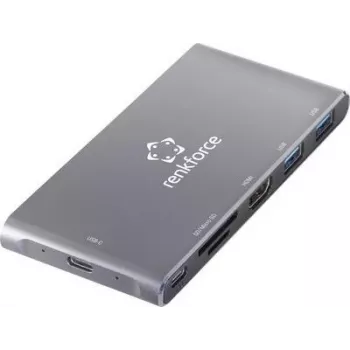 Renkforce RF-PCR-550 USB-C Hub με HDMI, 3x USB-A, PD, Αναγνώστη Καρτών SD/microSD - Γκρι Αλουμίνιο RF-4599772