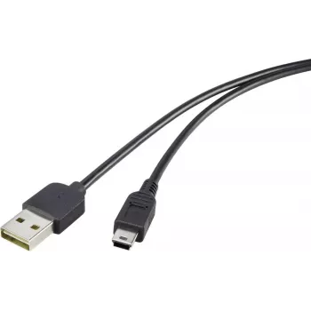 Renkforce καλώδιο USB 2.0 A σε Mini-B Reversibles 1,8 m μαύρο