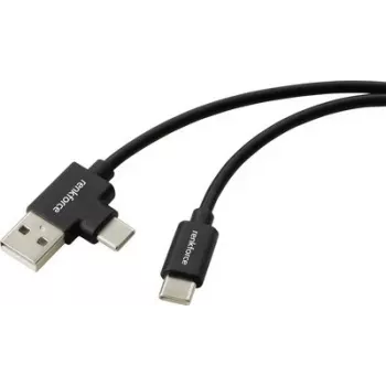 Renkforce Καλώδιο USB 2.0 USB-C σε USB-A 1m Μαύρο RF-7116120