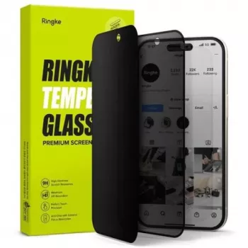 Ringke iPhone 15/16 Screen Protector Easy Slide Privacy Tempered Glass 9H με βοήθημα τοποθέτησης (2 τεμ.) διαφανές