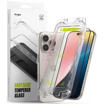 Ringke iPhone 16 Pro Max Screen Protector Premium Easy Slide Tempered Glass 9H με Βοήθημα Εγκατάστασης (Συσκευασία 2 τεμ.) Διαφανές