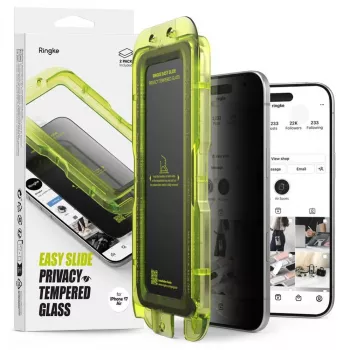Ringke iPhone Air Προστασία Οθόνης Premium Easy Slide Privacy Tempered Glass 9H με Οδηγό Τοποθέτησης (2 Τεμ.) Διάφανη