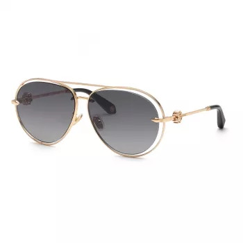 Roberto Cavalli Γυναικεία Γυαλιά Ηλίου SRC032M610300 - Oversized Τετράγωνο Μαύρο Πλαίσιο, Γκρι Φακοί Διαβάθμισης, 61 mm