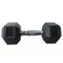 Λαστιχένια εξάγωνη αλτήρα YLDB35 9 kg – anti-roll, προστατεύει το δάπεδο, επιχρωμιωμένη ραβδωτή λαβή