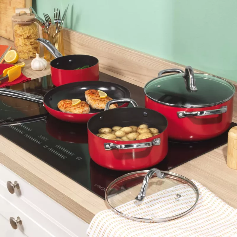 Russell Hobbs RH03821 Riviera Σετ 4 τεμ. κατσαρολών, Κόκκινο