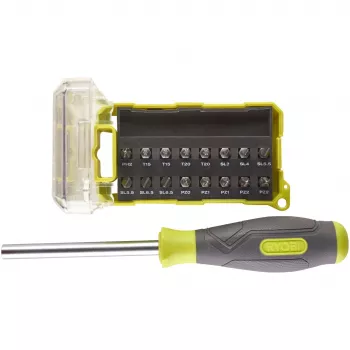 RYOBI Κατσαβίδι RSD17PCS, με Σετ 17 τεμ. Μυτών (Πράσινο/Γκρι)