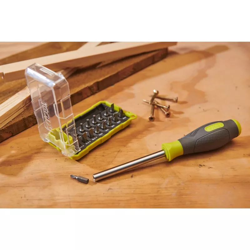 RYOBI Κατσαβίδι RSD17PCS, με Σετ 17 τεμ. Μυτών (Πράσινο/Γκρι)