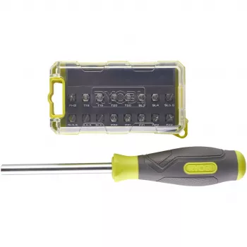 RYOBI Κατσαβίδι RSD17PCS, με Σετ 17 τεμ. Μυτών (Πράσινο/Γκρι)