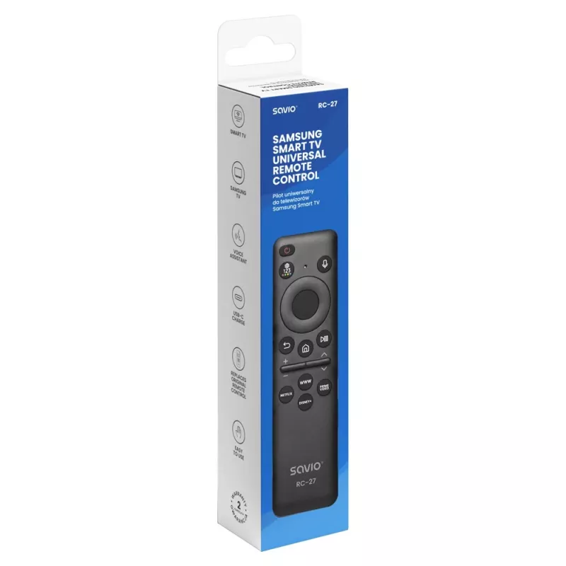SAVIO RC-27 Καθολικό τηλεχειριστήριο αντικατάστασης για Samsung Smart TV – Μαύρο