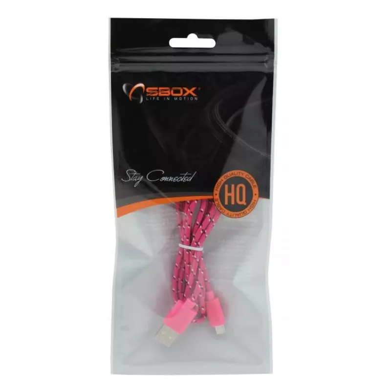 SBOX USB-1031P Καλώδιο USB σε Micro-USB 1m Ροζ