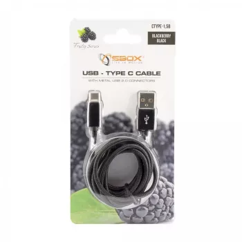 SBOX USB-TYPEC-15B Καλώδιο USB-A σε USB-C 1,5 m Blackberry Black