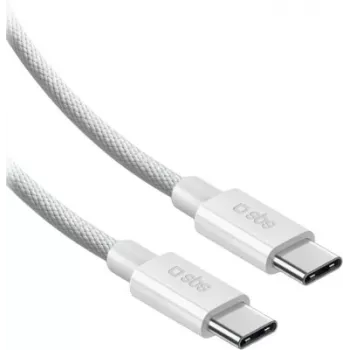 SBS καλώδιο USB-C σε USB-C νάιλον πλεκτό 2m 100W λευκό