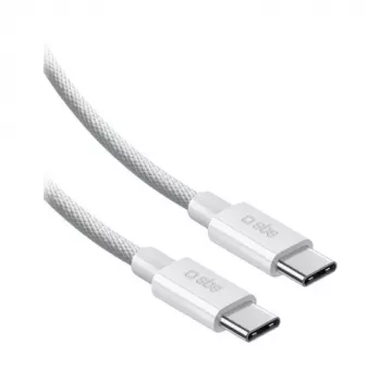 SBS καλώδιο USB-C σε USB-C νάιλον πλεκτό 2m 100W λευκό
