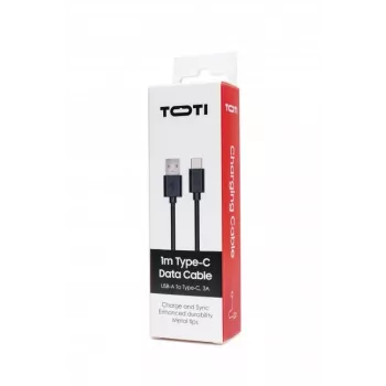 SEEK TOTI Καλώδιο δεδομένων USB-A σε Type-C, 1m PVC 3A, Μαύρο