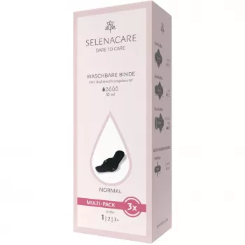 Selenacare πλενόμενες σερβιέτες (συσκευασία 3 τεμ.) - κανονικής ροής, μπαμπού άνθρακας, επαναχρησιμοποιούμενη σερβιέτα περιόδου